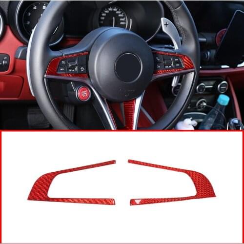 Soft Carbon Fiber Steering Wheel Button Decorative Frame For Alfa Romeo Giulia 17-19 2-piece set