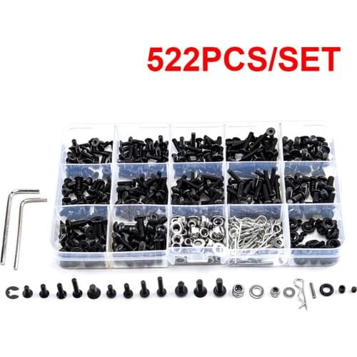 522PCS RC Screws Kit Reapir Tool Box Set Hobby Universal for Traxxas Tamiya Axial Redcat HPI SCX10 Losi 1/8 1/10 RC Cars Crawler