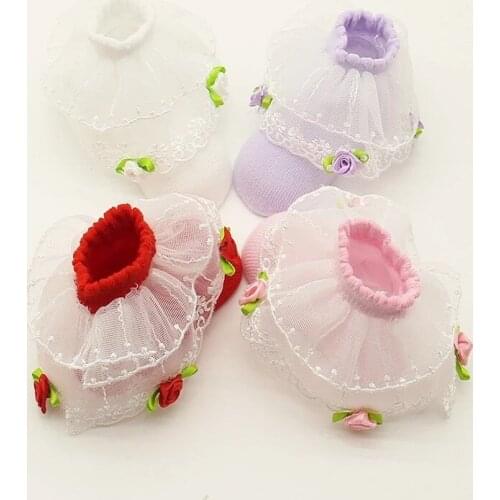 2020 New Toddler baby girl lace sock shoes infant child cotton shoe socks floor home walker warm kids foot socks 4 colors cotton