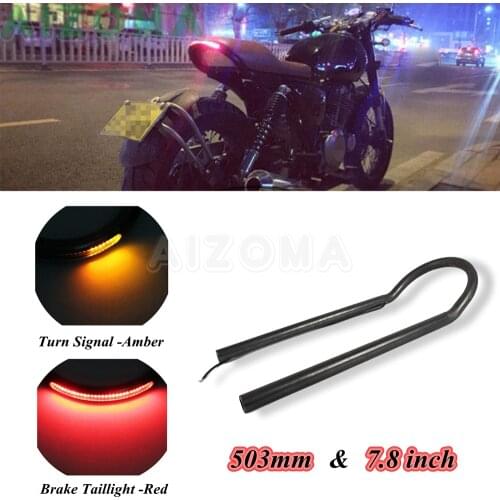 Cafe Racer Upswept Tracker Seat Frame Loop Hoop w/ LED Brake Signal Tail Light for Harley Honda Yamaha CB CG CD XS XJR SR GT BMW