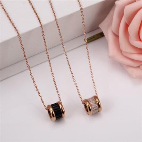 OUFEI Rose Gold Choker Necklace 2020 Fashion Stainless Steel Necklace Women Vintage Pendant Chain Necklace Jewelry Accessories