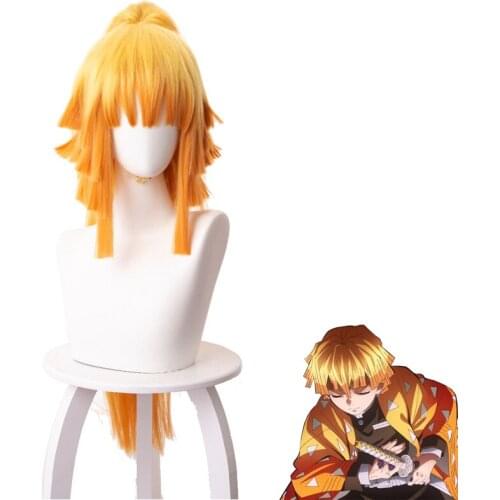 Anime Demon Slayer: Kimetsu No Yaiba Agatsuma Zenitsu Cosplay Wig High Temperature Resistant Synthetic Hair Halloween Role Play