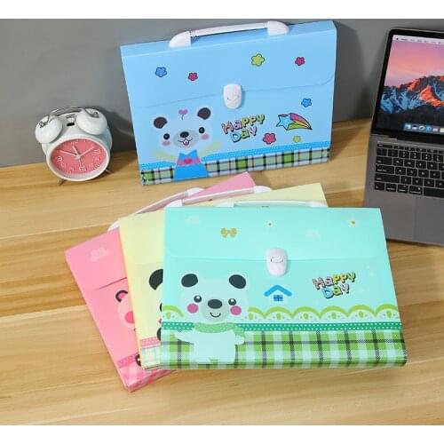 Plastic A4 Cartoon Print File Folder File Organizer File Expanding Wallet Bill Folder Paper Holder Multi-function Office Supplie