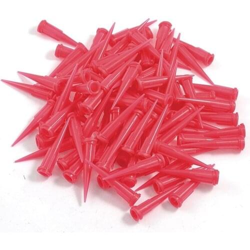 Plastic Tapered Pinhead Glue Dispenser Needle, 25 Gauge, 0.26mm Opening Size, Red (Pack of 100)