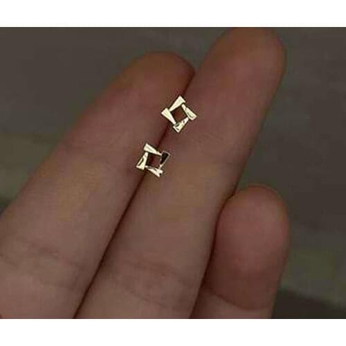 New Fashion Tiny Geometric Square Bowknot Heart Stud Earrings Simple Temperament Personality Small Womens Piercing Ear Jewelry