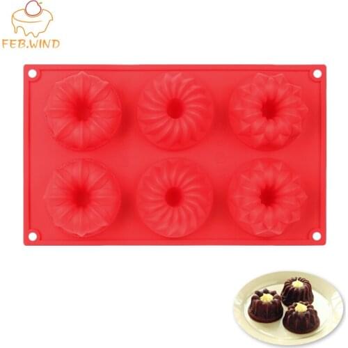 6 Cups Silicone Mini Bundt Cake Pan Non Stick Small Fluted Pans For Cupcake Muffin Brownie Small Fancy Bundt Mold For Baking 155