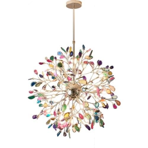 Modern LED Chandelier Agate Flake Chandeliers Ceiling Light Living Room Bedroom Kitchen Indoor Lighting Lustre Fixture Lights