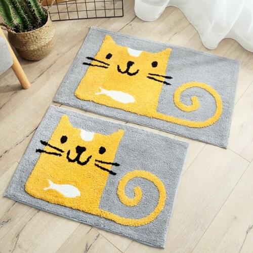 50x80cm Cartoon Thick Floor Mat Non-slip Flocking Door Mat Home Bedroom Carpet Toilet Carpet Bathroom Bath Mat Kitchen Carpet