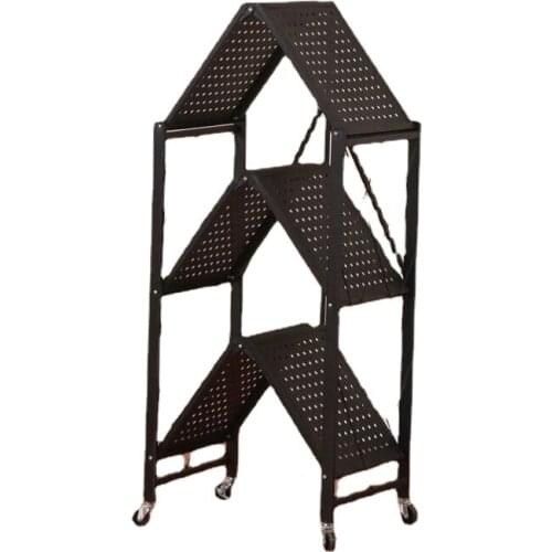 Three/ Four / Five Layers Kitchen Folding Rack With Wheels Accessories Shelves/Commodity Office Home Storage 5 Application Shelf