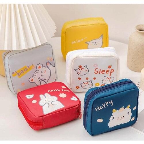 Womens Tampon Storage Bag Sanitary Pad Pouch Napkin Cosmetic Bags Organizer Ladies Makeup Bag Girls Tampon Holder Organizer