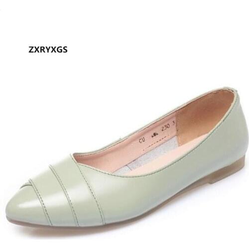 2021 New Pointed Soft Sole Soft Genuine Leather Shoes Flat Shoes Woman Elegant Comfortable Large Size Shoes Fashion Casual Shoes
