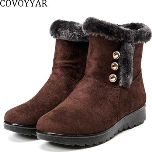 COVOYYAR 2019 Winter Snow Boots Women Platform Fur Warm Ankle Boots Lady Cold Weather Flat Booties Big Size Women Shoes WBS824
