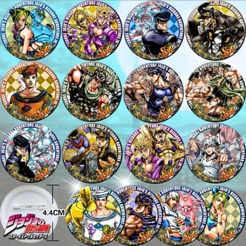 1Set JoJos Bizarre Adventure Kujo Jotaro Kira Yoshikage DIO Bedge Bags Badge Button Anime Brooch Pin Souvenir Cosplay Props