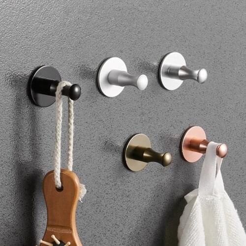1PC Self Adhesive Home Kitchen Wall Door Hook Key Holder Rack Towel Hanger Bathroom Rack Hooks Aluminum