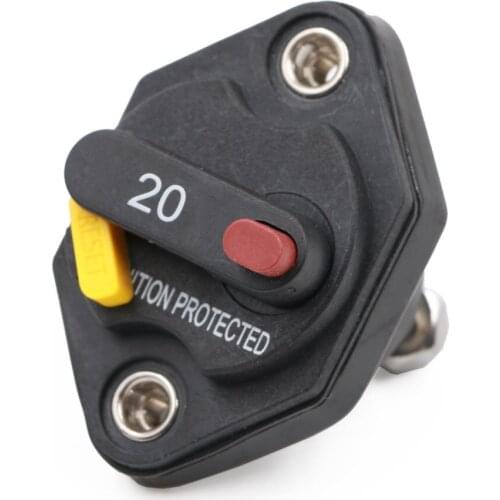 12-32V Circuit Breaker Trolling Motor Car Marine Boat Stereo Audio Inline Inverter Waterproof with Manual Reset Switch Fuse 20A