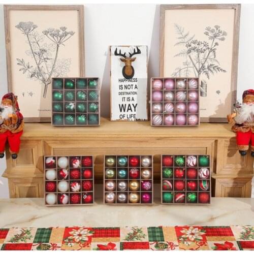 16Pcs/lot Christmas Balls Ornaments with Hanging Rope Christmas Tree Decor Festival Party Decoration for Xmas Tree Balls Newest