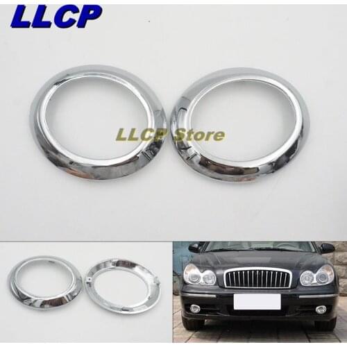 2PCS For Hyundai Sonata 2002 2003 2004 ront Bumper Chrome og Lamp Hood Fog Light Cover Shell Foglamp Cover