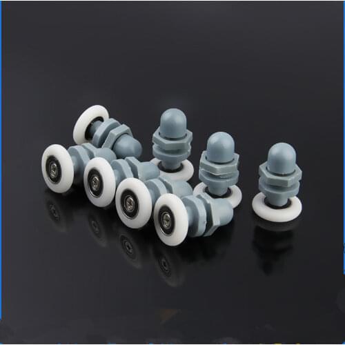 8pcs/lot 23mm/25mm/27mm Single Straight Plastic Shower Door Pulley Rollers Runners Wheels Bearing For Sliding Shower Cabin Room