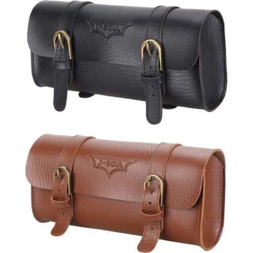 B-SOUL New Vintage Bicycle Handlebar Bag Bicycle Tail Bag PU Leather Cycling Bag Saddle Pouch Tail Pannier Riding Bike Bag