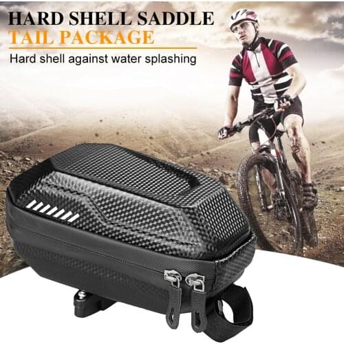 Bicycle Tail Bag Carbon Pattern Leather EVA Waterproof MTB Mountain Bike Saddle Rear Pannier Hard Shell Bag Case Cycling