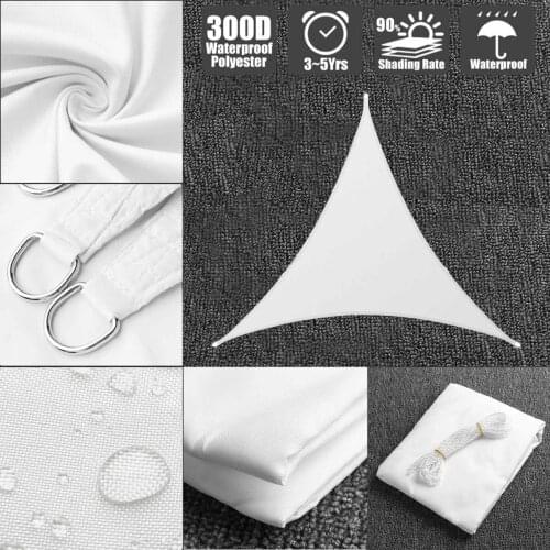 White 300D 160GSM Polyester Oxford Fabric Awning Canopy Triangle Shade Sail Sun Outdoor Garden