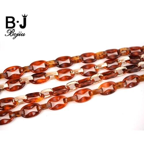 BOJIU 1M Link Chain Findings Brown Metal Color Resin Links Accessories For Making Jewelry And Bag Chains DIY Connectors NK1062