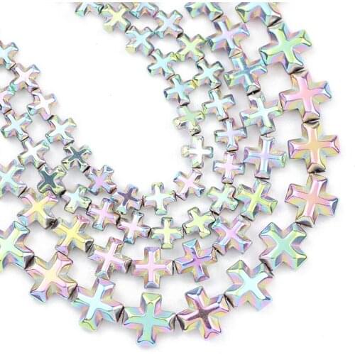 Natural Stone Beads Light Purple Hematite Cross Jesus Spacer Loose Beads For Jewelry Making 6/8/10MM Diy Bracelets Accessorise