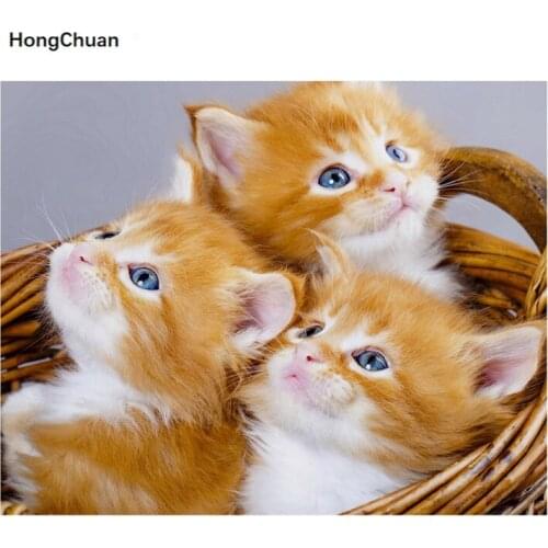 Fast delivery cute cat square/round diamond embroidery mosaic DIY 5D diamond painting home decoration mural cross stitch gifts