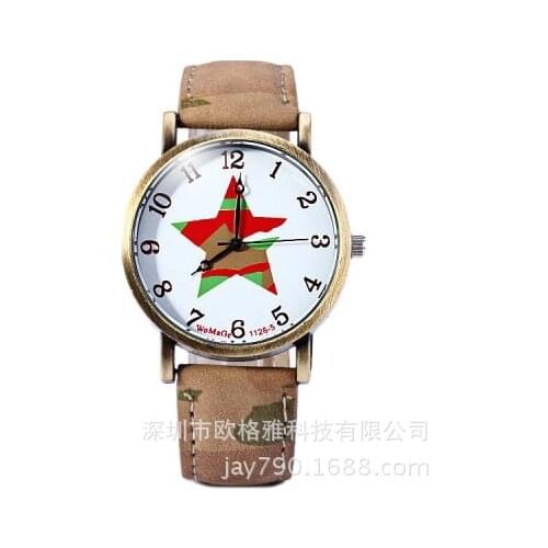 Women Brand Luxury Fashion Casual quartz watches leather Lady Zegarki womage wristwatches Girl Dress Five-pointed star Watches