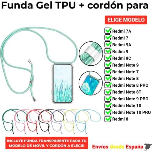 TPU case with strap for Xiaomi Redmi 7 7A 8T 9 9A 9C 9T Note PRO. Clear silicone case for cell phone with rope