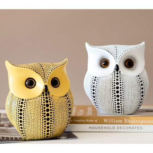 Decorative Owl Home Decor Figurines & Miniatures Resin Statue Modern Living Room Decoration Crafts & Gifts Tabletop Ornament NEW
