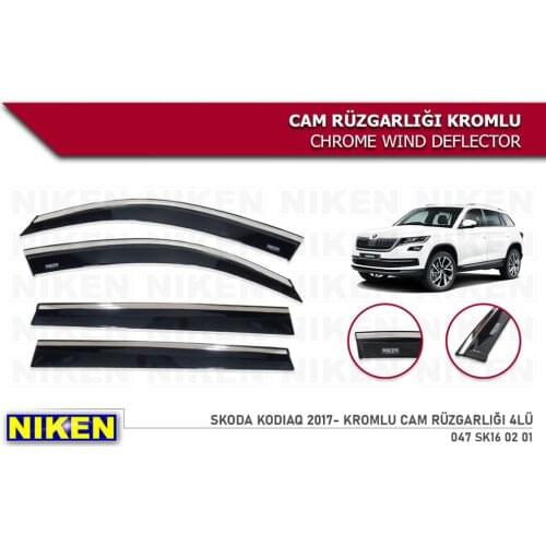 For Skoda Kodiaq Chrome Wind Deflector Rain Window Visor 2017 2018 2019 2020 Car Auto Accessory Black Color Chrome&Plastic Sport