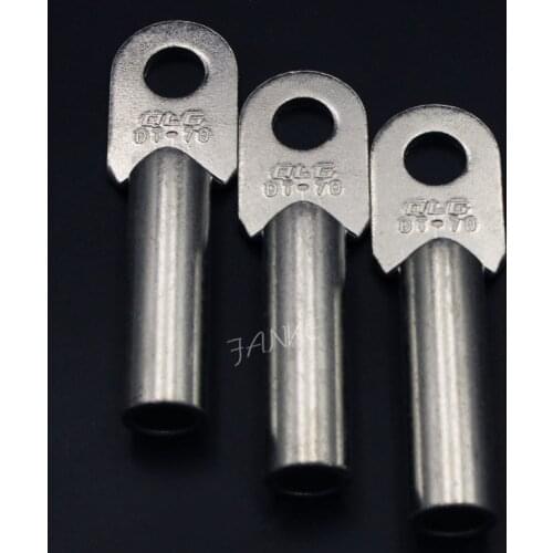 1pc DT-70 70mm2 CableTerminal Connector Copper Lug Coated tin Tone for 12.5mm Dia Bolt Electric power fittings National Standard