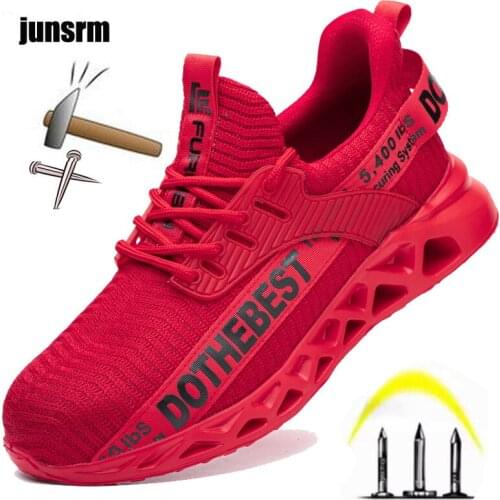 Lightweight safety shoes breathable mens anti-piercing anti-smashing steel toe cap womens work sports shoes soft work boots