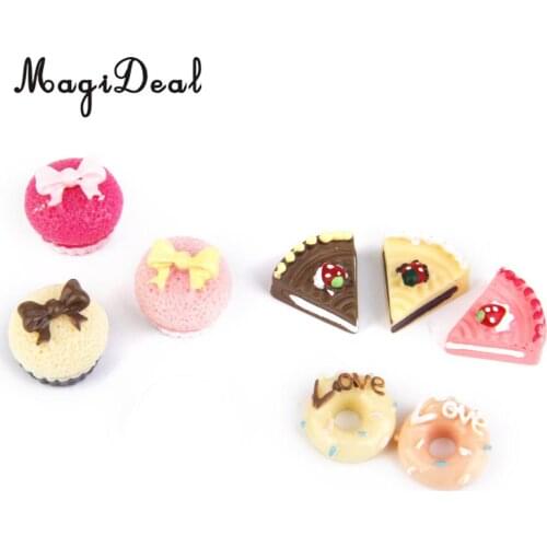 MagiDeal 8Pcs Resin Kitchen Food Creamy Cakes Dollhouse Miniature 1/12 for Birthday Wedding Bakery Scene Kids Pretend Play Toy