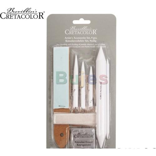 Cretacolor Artists Accessories Set,9 pcs,Kneaded Eraser,Sandpaper,Paper brush