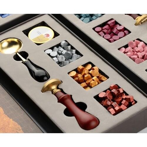 DIY Seal Stamp Wax Kit Set Craft Supplies Wax Spoon with 120pcs Wax Beads Thank You Love For You Wax Stamps for Card Making