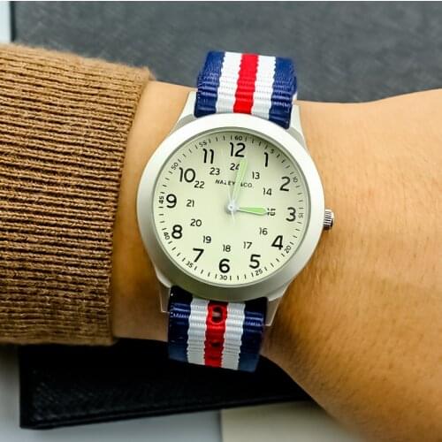 Nazeyt high qulity boys and girls luminous hands quartz watch middle student sports army watch colorful nylon strap man watch