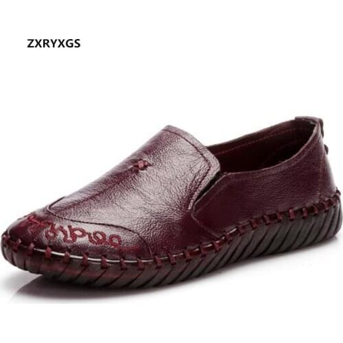 2021 Autumn New Fashion Womens Shoes Flat Hand-stitched Shoes Genuine Leather Embroidered Fashion Shoes Soft Sole Comfort Shoes