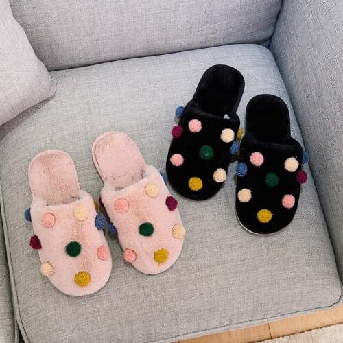 2021 Winter New Woman Slippers Home Shoes Fashion Flat Bottom Plush Cute Shoes Comfortable Plus Size 41