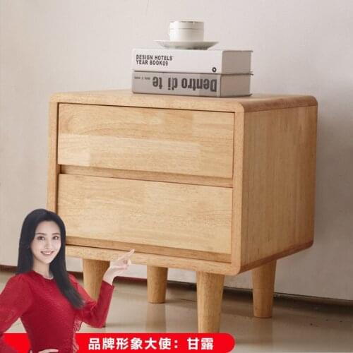 Wholesale Nordic Solid Wood Bedside Cabinet Rubber Wood Simple Modern Cabinet Bedside Cabinet Small Bedroom Matching Furniture