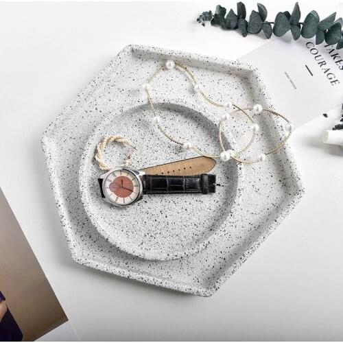 Nordic Terrazzo Tray Household Living Room Tea Tray Rectangular Disc Jewelry Sundries Desktop Finishing Storage Tray Home Decor