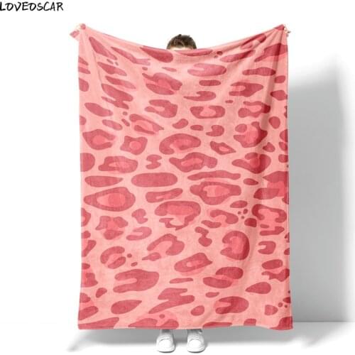 Pink Animal Leopard Kawwaii Throw Fur Blanket Material Sofa Quilt Custom Image Decor Home Double Size Personalize Set Wall Cover