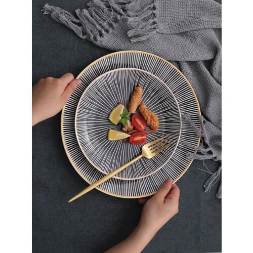 Tableware Geometric Patterns Tableware 6/8/10 Inch Ceramic Dinner Plate Dish Porcelain Dessert Plate Dinnerware Cake Plate