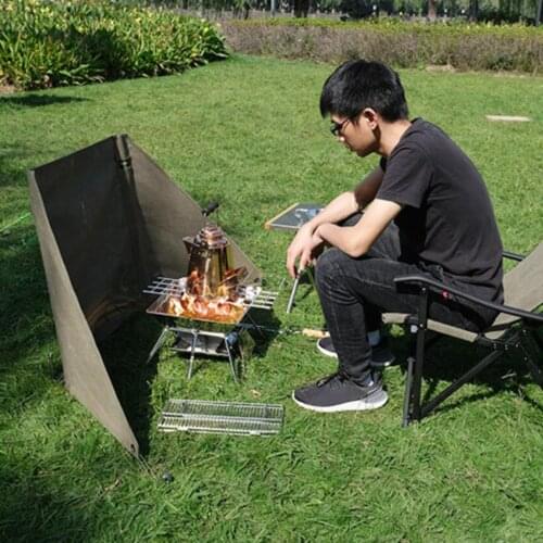 Durable Fireproof Camping Stove Wind Shield Foldable BBQ Bonfire Wood Burning Windscreen Backpacking Wind Deflector