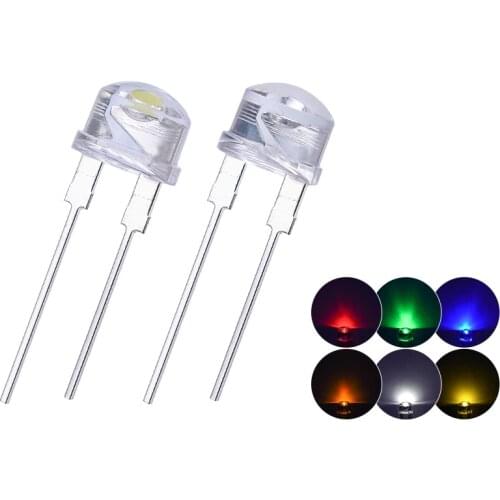 10PCS NEW F8 8mm 0.5W 3.0-3.2V Straw hat LED White Super bright LED lamp Wide Angle Transparent LED Lamp Strawhat LED