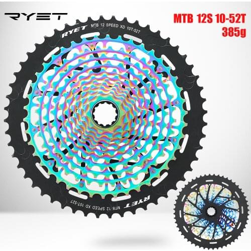 RYET MTB 12 Speed 10-52T Cassette Ultimate XD Freewheel Rainbow 385g Ultralight 12s k7 Colorful