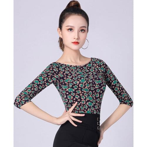 Latin Square Dance Clothes Mid-Sleeve Female Adult Professional Slim Fashion New Style Jitba Dance Jacket One-Shoulder One-Piece