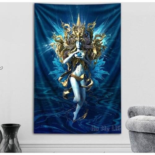 Totem Sky Blue Translucent Tapestry For Home Art Deco Wall Hanging