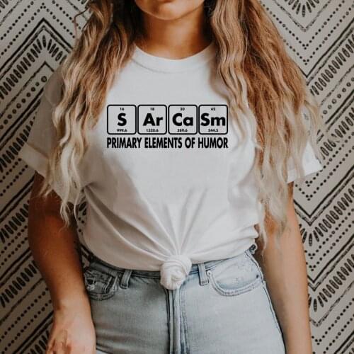 Primary Elements of Humor Tee Print Womens Summer Fashion T Shirt with Chemical Element Female Aesthetic Graphic T-shirt